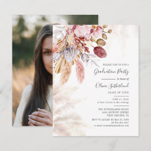 Graduation 2025 Photo Pampas Grass Graduate Party Invitation