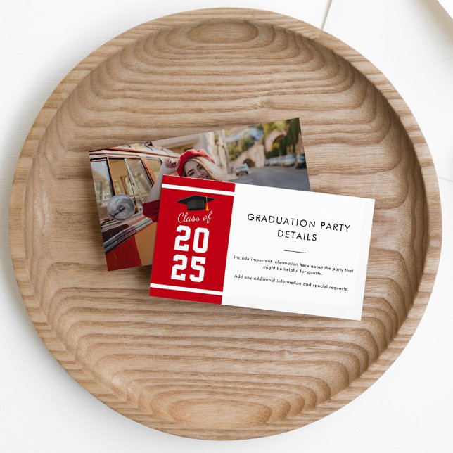 Graduation 2025 Photo Party Enclosure Card (Graduation 2025 Photo on Back Enclosure Card Red)