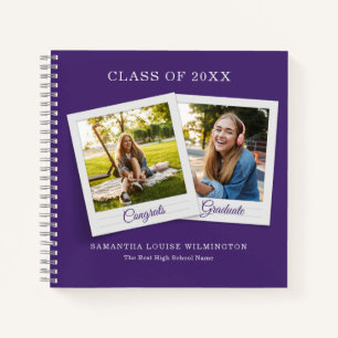 Graduation 2025 Photo Purple Graduate Guest Book