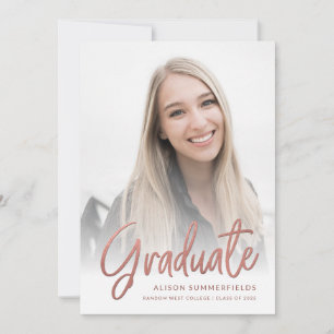 Graduation 2025 Photo Rose Gold Script Grad Party Invitation