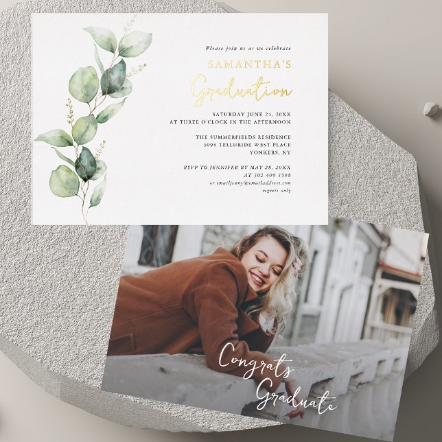 Graduation 2025 Photo Script Grad Gold (Graduation 2025 Photo Script Grad Gold Foil Invitation)