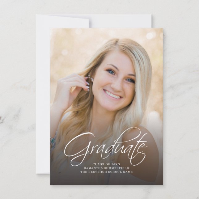 Graduation 2025 Photo Script Grad Party Invitation (Front)