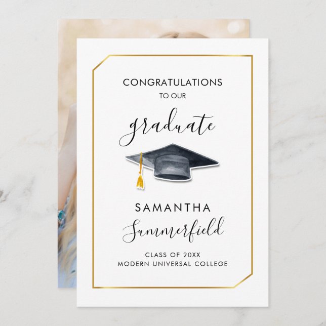 Graduation 2025 Photo Script Modern Grad Announcement (Front/Back)