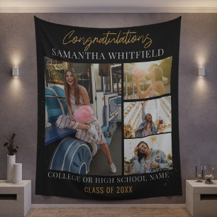 Graduation 2025 Photos Black Backdrop Photobooth Tapestry