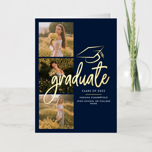 Graduation 2025 Photos Gold Foil Announcement (Front)