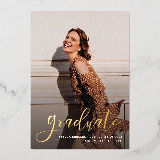 Graduation 2025 Photos Grad Gold Foil Announcement (Front)