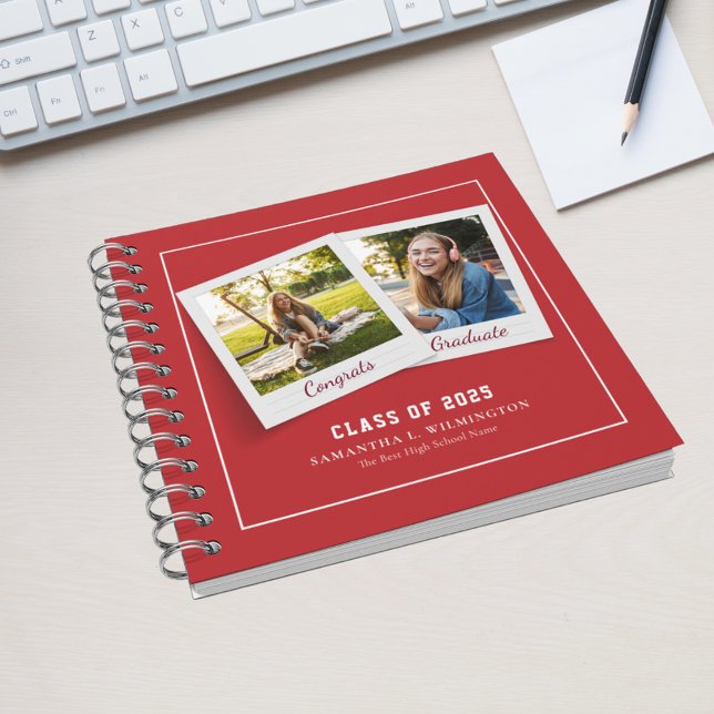 Graduation 2025 Photos Grad Party Red Guest Notebook (Class of 2025 Photos Red Guest Notebook)