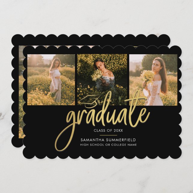 Graduation 2025 Photos Script Elegant Grad Announcement (Front/Back)