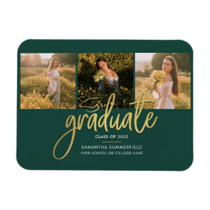 Graduation 2025 Photos Script Green Announcement Magnet