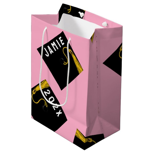 Graduation 2025 Pink Medium Gift Bag (Front Angled)