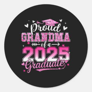 Graduation 2025 Proud Grandma Of 2025 Graduate Flo Classic Round Sticker