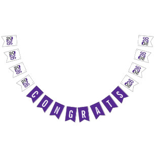 Graduation 2025 Purple Cap On Black  Bunting