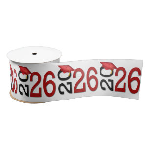 Graduation 2025 Red and Black Satin Ribbon