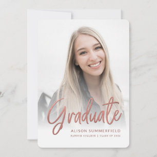 Graduation 2025 Rose Gold Script Grad Announcement