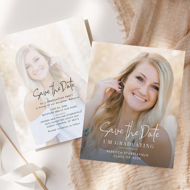 Graduation 2025 Save the Date Photo Announcement (Graduation 2025 2 Photos Save the Date Party Announcement)