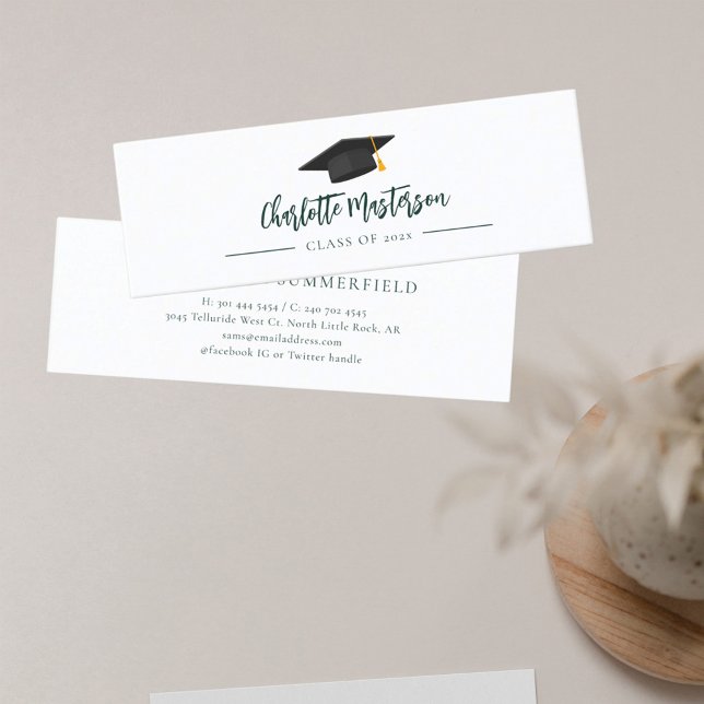 Graduation 2025 Script Grad Name Calling Mini Business Card (Graduation Script Mini Calling Card)