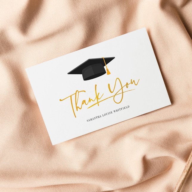 Graduation 2025 Script Grad Thank You Script Card (Minimalist Graduation Cap Party Thank You Card)