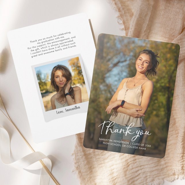 Graduation 2025 Script Photo Grad Party Thank You Card (Graduation 2025 Script Photo Grad Party Thank You Card)