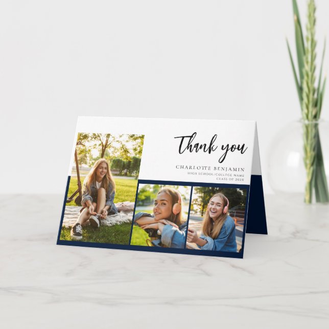 Graduation 2025 Script Photo Grad Thank You Card (Front)