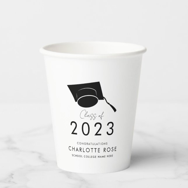 Graduation 2025 Script Typography Grad Party Paper Cups (Front)