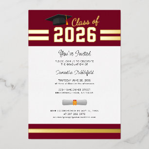 Graduation 2025 Senior Burgundy Grad Party Gold