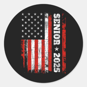 Graduation 2025 Shirt Design With Us Flag Senior C Classic Round Sticker