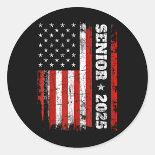 Graduation 2025 Shirt Design With Us Flag Senior C Classic Round Sticker