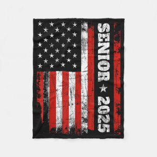 Graduation 2025 Shirt Design With Us Flag Senior C Fleece Blanket