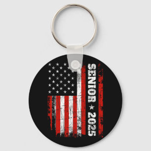 Graduation 2025 Shirt Design With Us Flag Senior C Key Ring