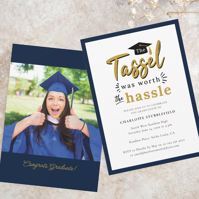 Graduation 2025 Tassel Worth Hassle Grad Party Invitation (Graduation 2025 Tassel Worth Hassle Grad Party Invitation)