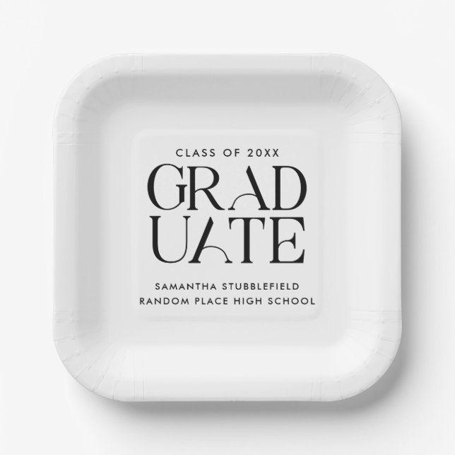 Graduation 2025 Typography Modern Grad Party Paper Plate (Front)