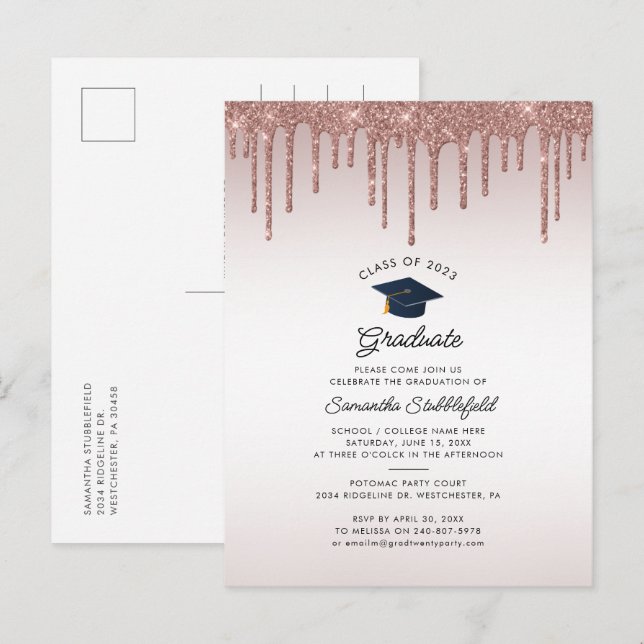 Graduation 2025 Typography Senior Grad Party Invitation Postcard (Front/Back)
