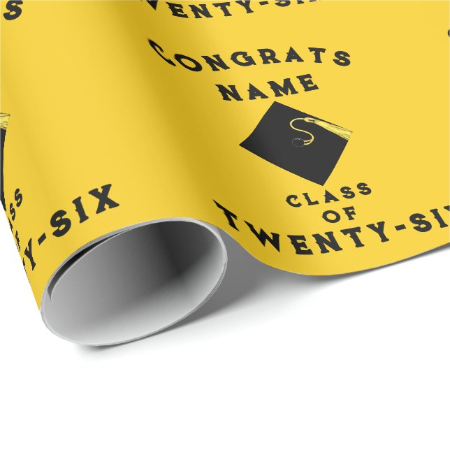 Graduation 2025 Yellow Gift Wrapping Paper (Roll Corner)