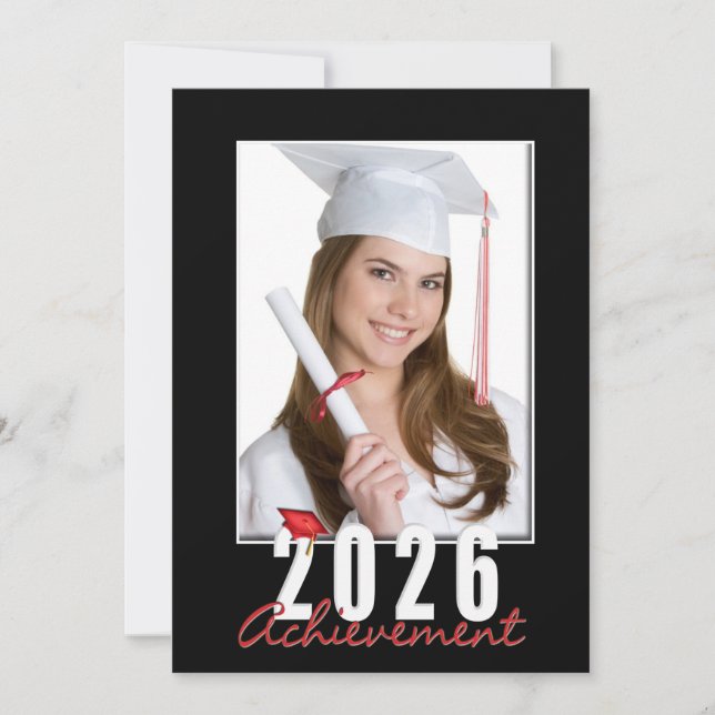 Graduation 2026 Achievement Photo Frame Invitation (Front)