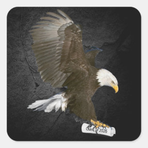 Graduation 2026 Bald Eagle with Diploma   Square Sticker