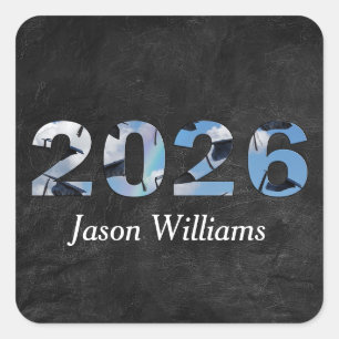 Graduation 2026 Black Graduation Hats Square Sticker