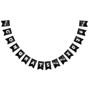 Graduation 2026 Black Leather and Diplomas Bunting