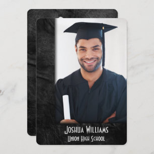 Graduation 2026 Black Leather Frame Invitation