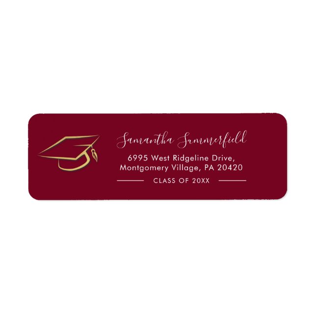 Graduation 2026 Burgundy Return Address Label (Front)