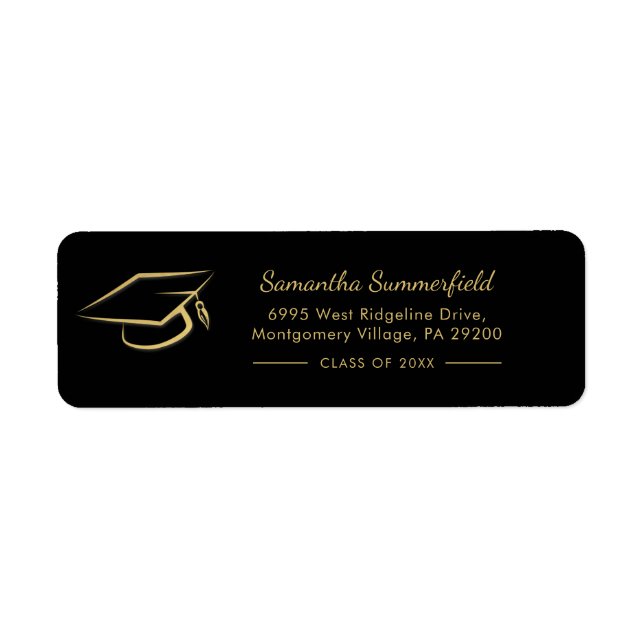 Graduation 2026 Cap Graduate Script Return Address Label (Front)