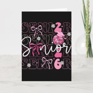 Graduation 2026 Cl Of 2026 Senior Pink Bow Disco L Card