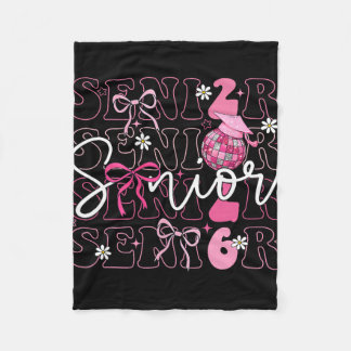 Graduation 2026 Cl Of 2026 Senior Pink Bow Disco L Fleece Blanket