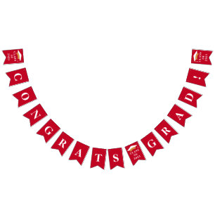 Graduation 2026 Congrats Grad Red White Bunting