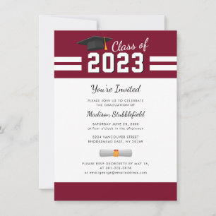 Graduation 2026 Elegant Grad Burgundy Party Invitation