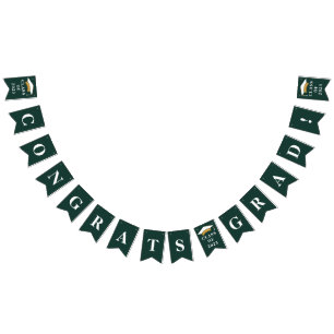 Graduation 2026 Grad Green White Bunting