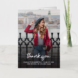 Graduation 2026 Grad Photos Thank You Foil Greeting Card