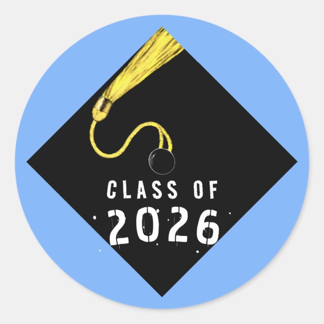 Graduation 2026 Light-blue Classic Round Sticker (Front)