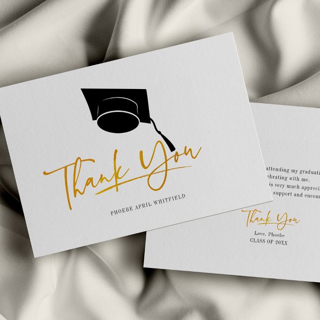 Graduation 2026 Minimalist Script Thank You Card (Graduation Cap Minimalist Thank You Card)