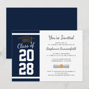 Graduation 2026 Modern Navy Blue Grad Party Invitation