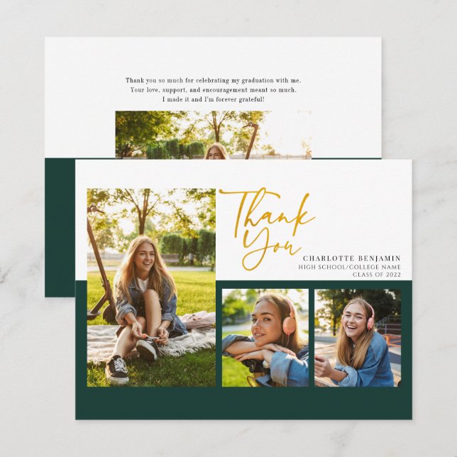 Graduation 2026 Modern Script Thank You Card (Front/Back)